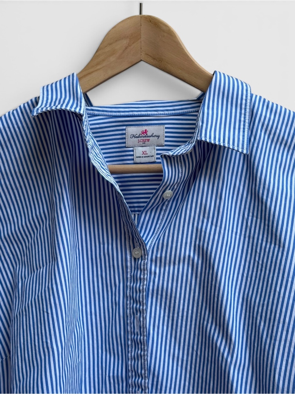 J.Crew Haberdashery Blue White Striped Button-Down Shirt XL